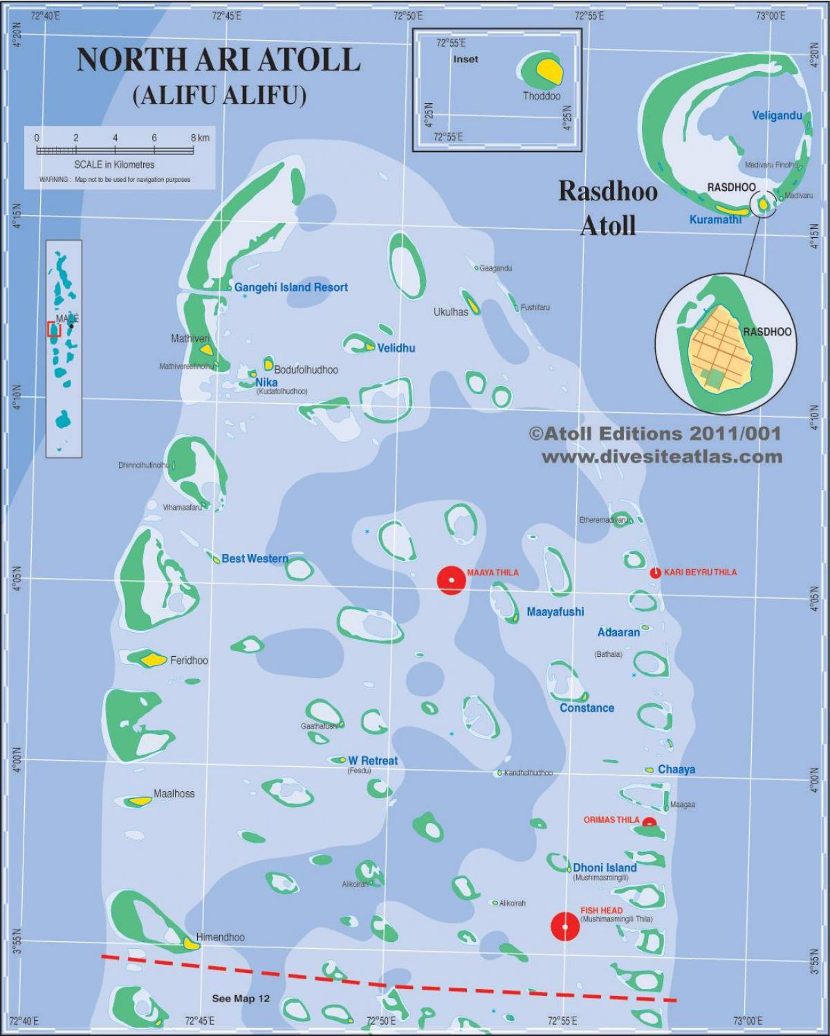 แผนที่ของ ari atoll value for amount of distortion