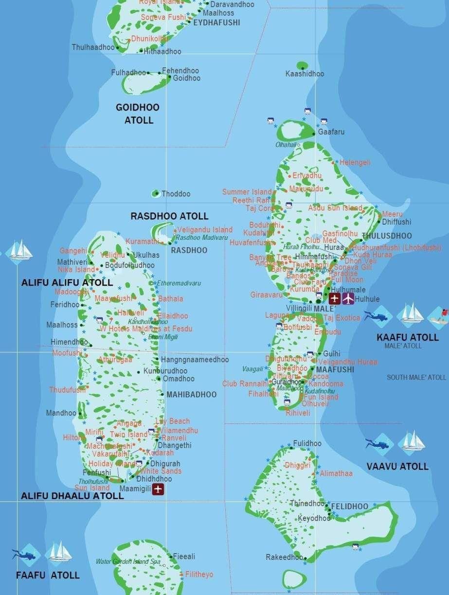 แผนที่ของมัลดีฟส์นักท่องเที่ยวหน่อย