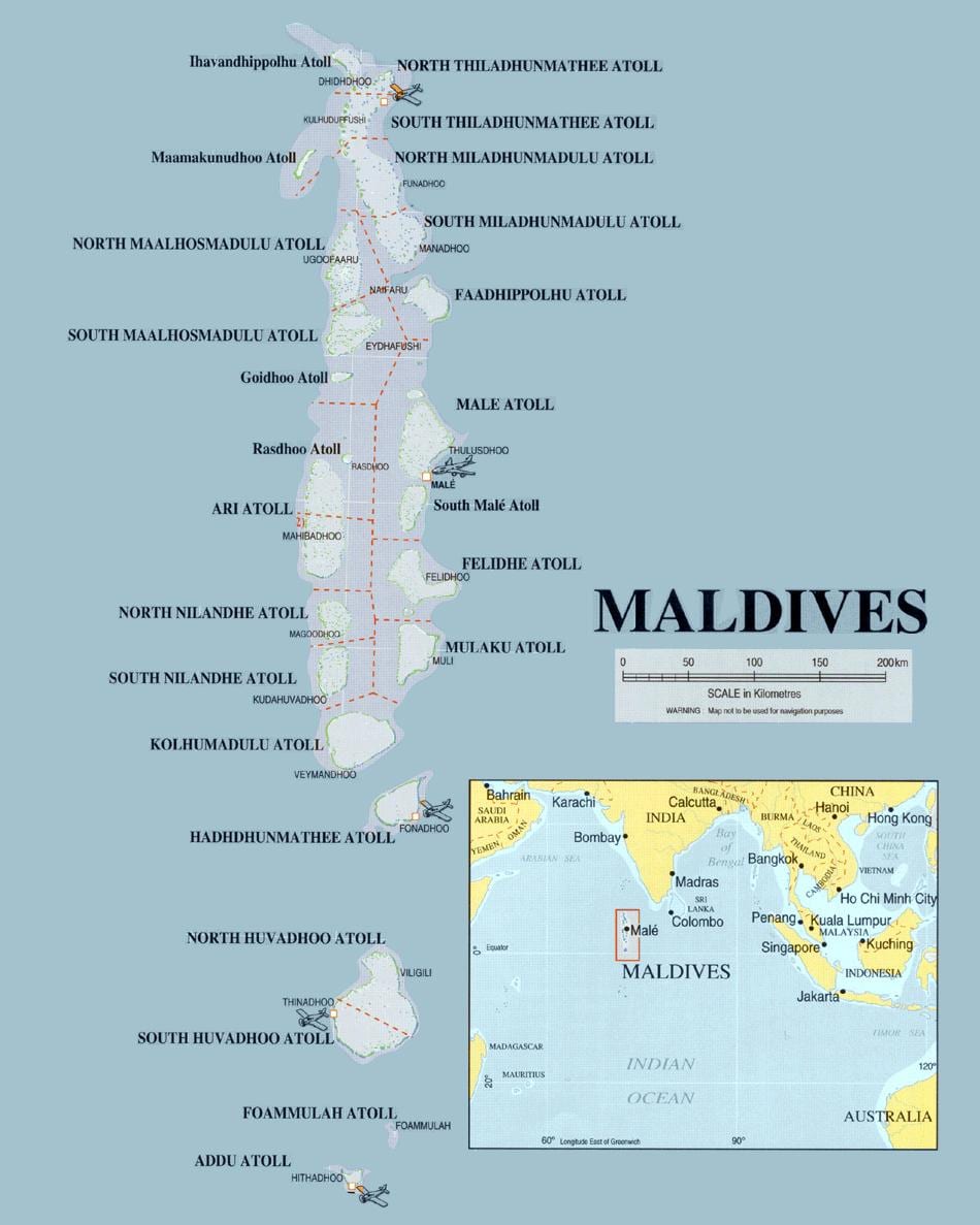 แผนที่ของทางกายภาพมัลดิฟ name