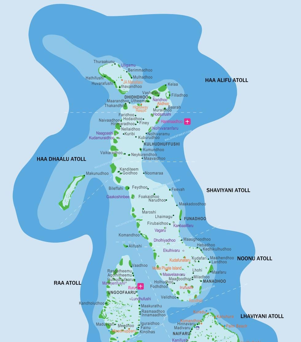 มัลดิฟ resorts ตำแหน่งแผนที่