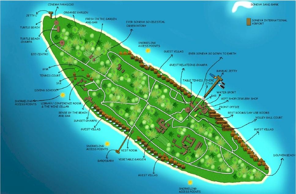 vaadhoo เกาะบนแผนที่มัลดีฟส์