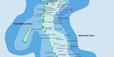 แผนที่ของมัลดิฟและรอบๆแถวนี้แล้วประเทศ