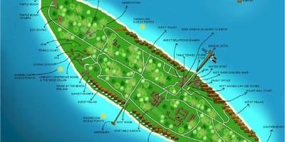 Vaadhoo เกาะบนแผนที่มัลดีฟส์